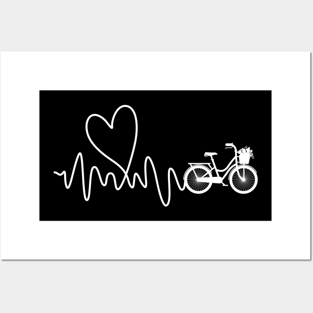 Womens Heartbeat Biking and Cycling Gift Wall Art by CaptainHobbyist